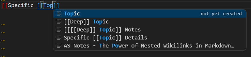 Nested Wikilink Completion